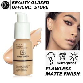 Flawless Liquid Foundation with Full Coverage Perfect Matte Oil Control Concealer Face Foundation New Formula Velvet Smooth Base Cream Makeup # 102