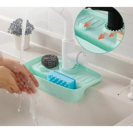 Clad's Warehouse Sponge Holder for Kitchen Sink/Kitchen Sink Organizer Durable Silicone Caddy for Sponges, Brushes & Soaps, Sink-Mount kitchen caddy, Kitchen Sink Accessories