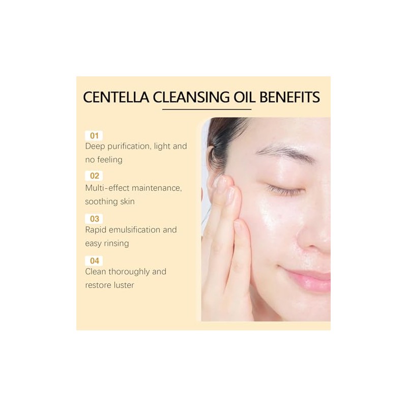 Ymiko Centellas Aceite Limpiador, Desmaquillante con Vitamina E, Enjuagues de
