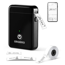 ORGBRO Máquina de etiquetas con cinta, X1 Impresora mini Bluetooth portátil, compatible con etiquetas precortadas y continuas, etiquetadoras inalámbri