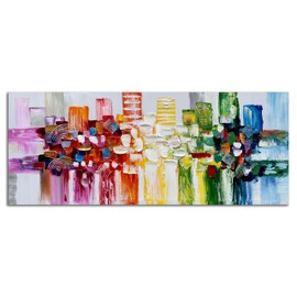 zoinart Hand Painted Large Abstract Canvas Wall Art 24x60 Inches Colorful Modern Oil Paintings on Canvas Texture Wall Art Home Decorations Ready to Hang