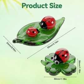 Aeaocvo 2 Pcs Mini Ladybug Decor Crystal Figurines, Ladybug Glass Decor Colorful Insect Statue, and Collectible Figurine for Room Décor and Gift