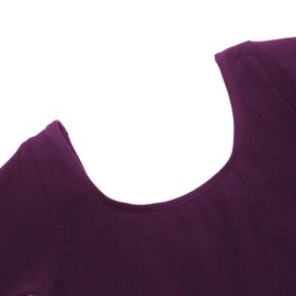 Zaclotre Ballet Leotards for Girls Long Sleeve Shiny 2 Layers Flowy Dance Dress with Bow Ballet Outfits Dark Purple