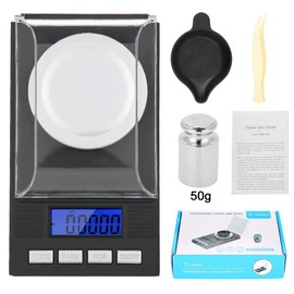 Digital Milligram, LED Digital Display, Mini Portable High Precision 0.001G Pocket Jewellery Scale with Calibration Weight Tweezers and Weighing Tubs (100 g)