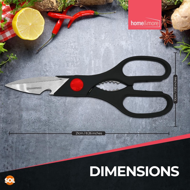 SOL 4-in-1 Multifunctional Kitchen Scissors with Nut Cracker, Bottle Opener,