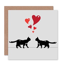 Wee Blue Coo Two Cats In Love - Valentines/Anniversary/Birthday Card CS285