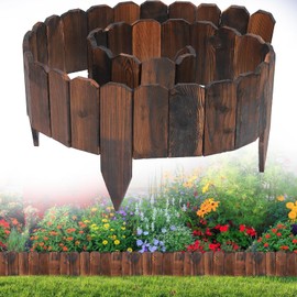 8in x 11.8ft Garden Fence- Sturdy Pine Wood Border Edging Aesthetic Landscape Border, Easy to Install Wooden Yard Fence, No Fading Planter Fencing for Outdoor Flower Bed Lawns Pathway Tree