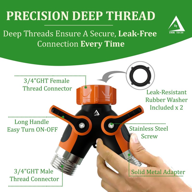 Hose Splitter 2 Way, Heavy Duty Metal Connector, Two Way