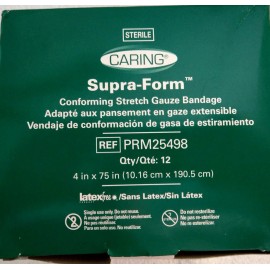 Caring Supra Form Conforming Bandages 4" X 75" Lot of 12 Gauze Rolls (New)
