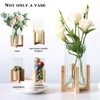 Glass Cylinder Vase with Wood Base,Bud Vase for Centerpieces,8 Inches