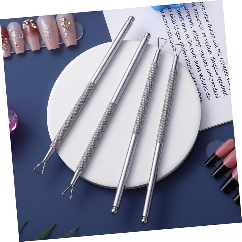 Kichvoe 4 Pcs Triangular Design Cuticle Peller Scraper Orange Nail