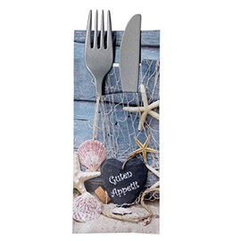 30 Cutlery Bags with Napkin Maritime 20 cm