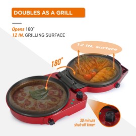 COMMERCIAL CHEF Countertop Pizza Maker, Indoor Electric Countertop Grill, Quesadilla Maker with Timer
