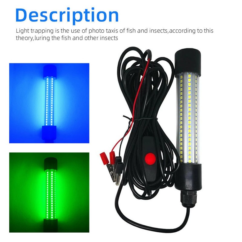 1200LM 12V LED Underwater Fishing Light Stick Squid Prawn Fish