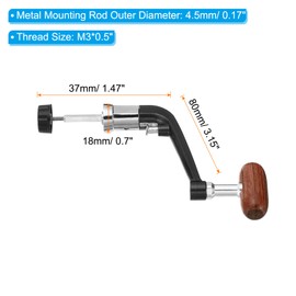 PATIKIL Fishing Reel Handle Replacement Part, 2 Pack Metal Crank Rock Arm Rotary Knob Wood Grip for Fishing Reel Accessories, Fit 5000-7000 Series Reel (80mm)