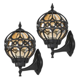 Zanritelit 2 Pack Sphere Outdoor Wall Sconce Lights for Porch Doorway Garage Patio, Exterior Waterproof Wall Lantern Light Fixtures, Wall Mounte Soccer Ball Light Anti-Rust Outside Globe Wall Light
