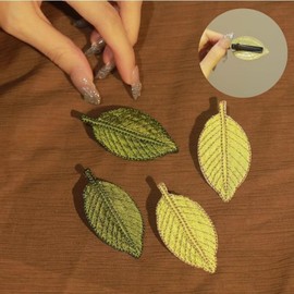 EZ PEACH Classical Leaf Hair Clip, Embroidered, Leaf Shape, Hairpins, Girls, Leaf Hair Barrette, Bangs Clip, Girls Hairpins, Butterfly Hairpins, Cute, Cute, Bangs, Hair Clips, Hair Ornaments, Women's,