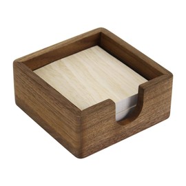 MultiBey Black Walnut Sticky Note Holder - Handcrafted Solid Wood Note Dispenser with Sheets, U-Shaped Easy Access Design & Non-Slip Base for Minimalist Office Desk Decor (3x3 inch)