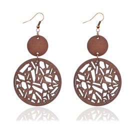 Vintage Bohemian Geometric Round Dangle Earrings for Women Wooden Boho Earrings Boho Ethnic Style Earrings Retro Circle Drop Earrings for Women (C)