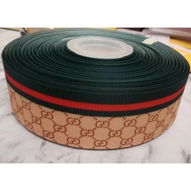 Green Red GG Grosgrain Ribbon 1.5 Inch Wide 2 Yards & Bee Applique Patch