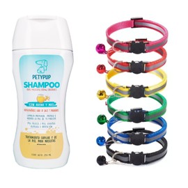 Shampoo de Avena y Miel + Collar de Mascota Raza pequeñas, Diseño a Elegir