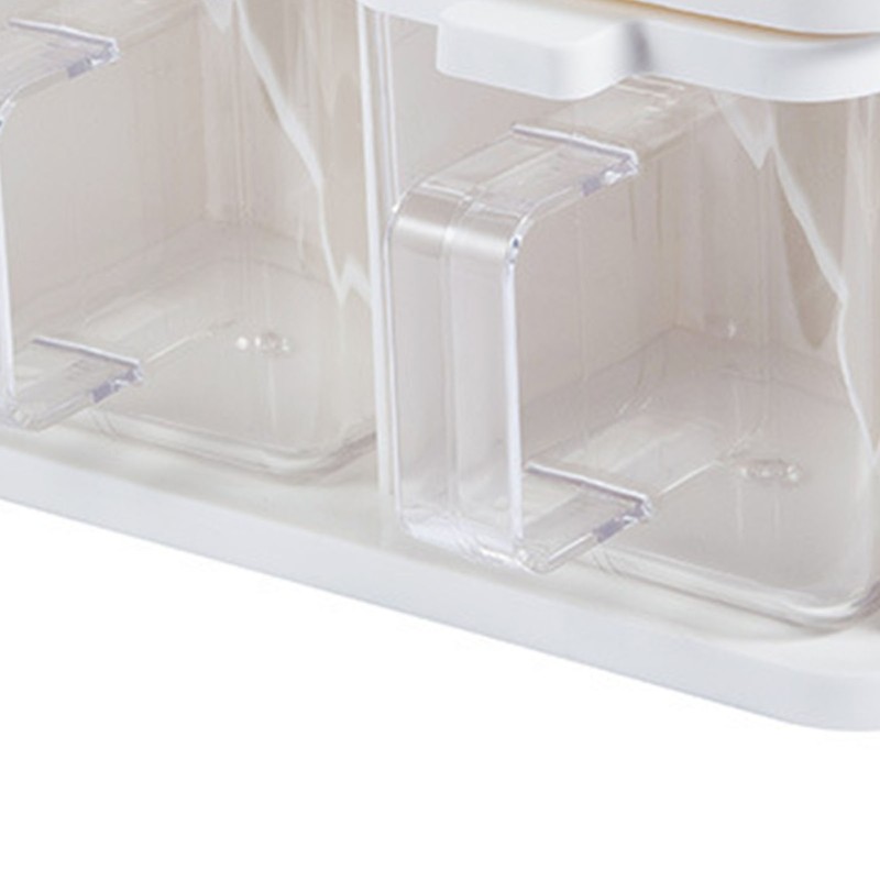 Seasoning Box 3 Grids Plastic Clear Condiment Box with Handle