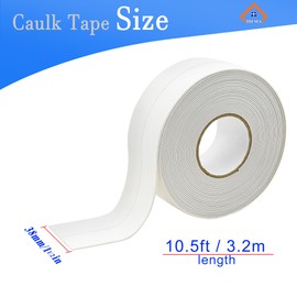 TOUSEA White Caulk Tape for Bath & Kitchen,Caulking Bathroom Caulking White Self Adhesive Strip,Tub Surround,Toilet Bowl Stick,Kitchen Countertop (1.5'' x 10.5Ft，PVC Blister Shell）
