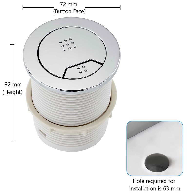Excel Home Toilet Flush Button Replacement for Cistern- Dual Button