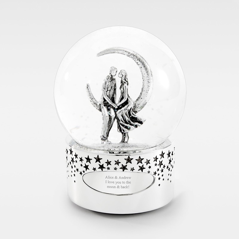 Things Remembered Engraved Moonlight Couple Musical Snow Globe (Free Customization),