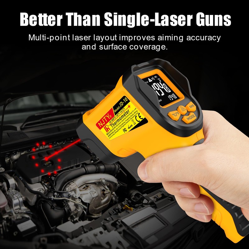 NJTY Infrared Thermometer Gun, -58℉ to 1472℉, High Precision, Non-Contact