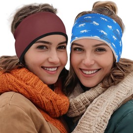Women's Winter Headband - Thick Fleece Ear Warmers - Sport Cosy Lined Hair Band - Wide Thermal Headband Fashion Headband Headwrap