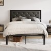 Allewie Full Bed Frame with Upholstered Headboard, Chic Diamond Stitched