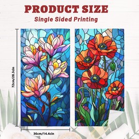 Flowers Bath Hand Towels Set of 2 Absorbent Colorful Stained Glass Poppies Magnolia Bathroom Kitchen Towels Set of 2 Face Towels for Bathroom Gym Hotel Sport Decor Gifts for Women Man 14"x28"