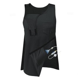 Mastectomy Recovery Tank Top with Drain Pockets Unisex Post Shoulder Surgery Shirts Full Snap Access Rotator Cuff Recovery Clothing Dark Grey L