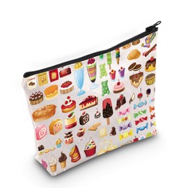 LEVLO Food Themed Cosmetic Makeup Bag Gift For Candy Lover Ice cream & Cakes Makeup Zipper Pouch Bag Sweets Food Party Gift (Sweet Food)