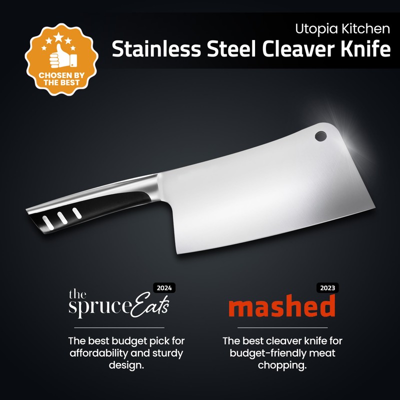 Utopia Kitchen 7 inch Cleaver Knife Stainless Steel Chef Butcher