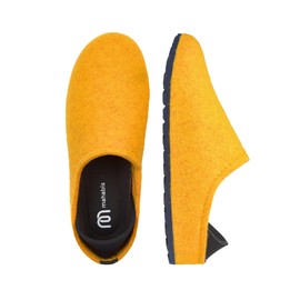 mahabis | Unisex Slippers | Lite Collection | Vegan | Ultra Lightweight | EVA Sole | Bold Colourful Design | Lining Free | Amber & Navy | Size 10-10.5