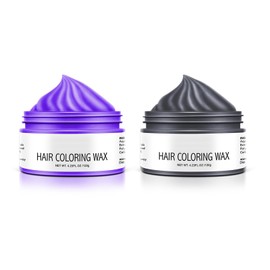 EnMart 2 Stück Haarfarbe Wachs, Hair Color Wax, Temporäre Haarfärbemittel, DIY Hair Color Wax Mud Hair Dye Cream for Daily Party Cosplay (Lila, Grau-Schwarz)