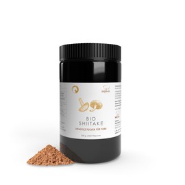 Pilze Wohlrab Organic Shiitake Powder for Animals, 300 g Tub, Pure Shitake Mushroom Powder, Highest Organic Quality