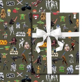 War Wrapping Paper 3 Sheets, Cartoon Gift Christmas Wrapping Papers, Wrapping Paper for Birthday Christmas Party (green)