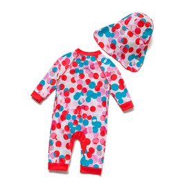 BONVERANO Baby Girl Swimsuits/Sunsuits UPF 50+ Sun Protection One Pieces Full-Length Zipper with Sun Cap（Orange Point,24-36M