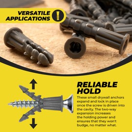 Premium Quality Ribbed Plastic Anchors, Bulk, (500 Pack, 6-8 x 7/8")