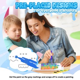 Eptchn Eptchn Rainbow Scratch Art Books Squeegeez Magic Reveal Craft Kits: Dot Painting Paper Set Notebooks for Kids, Cool Rainbow Party Favors DIY Postcard Gifts for Girls and Boys Ages 6+