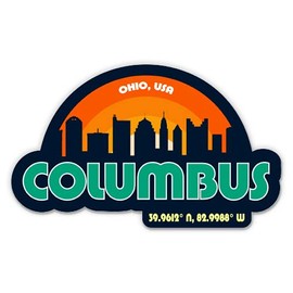 Squiddy Columbus Ohio City Skyline - Vinyl Sticker Decal for Phone, Laptop, Water Bottle (3" Wide)