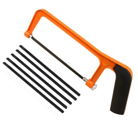 Junior Hacksaw – 300mm / 6-Inch Mini Hacksaw with 5 High Carbon Steel Blades – Lightweight, Rust-Resistant Saw for Wood, Metal & DIY – Compact Aluminium Frame (Orange)