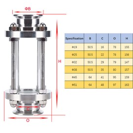 Sanitary Sight Glass, Stainless Steel in-Line Flow Sight Glass with Clamp End, Tri Clamp Type, Φ51mm