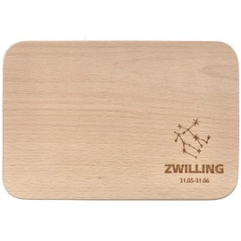Spruchreif Wooden Board with Constellation Gemini | Breakfast Board with Engraving Zodiac Sign Gemini | Bread Board with Zodiac Sign Motif | Zodiac Sign Gifts | Gift Zodiac Sign