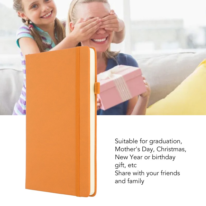 A5 Lined Notebook Portable PU Leather Hardcover Notebook with Elastic