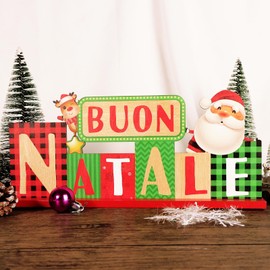 GEBETTER Italian Lettering Buon Natale Stand 30 x 13.4 cm Wood with Saying Decorative Gift Ideas for Christmas Wooden Decoration Christmas Decoration