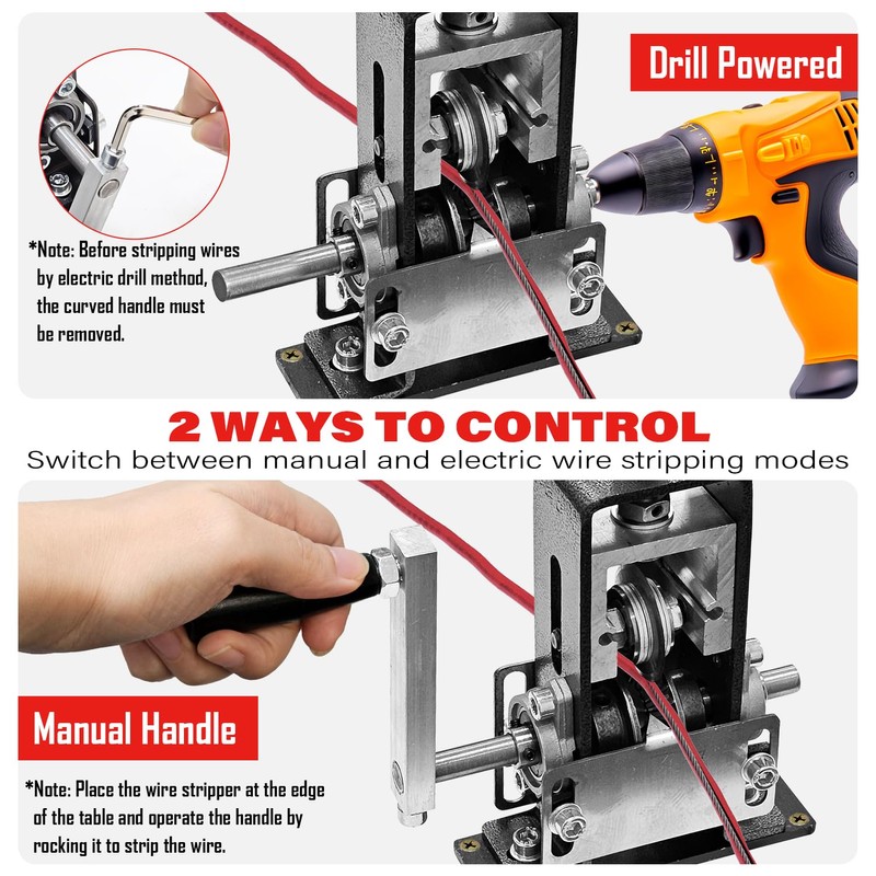 Socpuro Manual Wire Stripping Machine for Gauge Wire 0.06-1'', Scrapping
